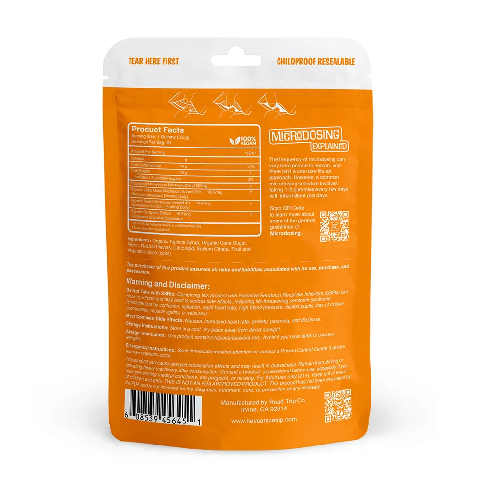 Road Trip - Microdosed Gummies + Functional Mushrooms - 20pc