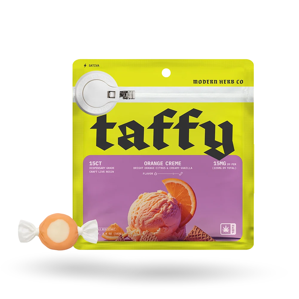 Live Resin D9 Taffy: Orange Creme (Sativa), 15ct
