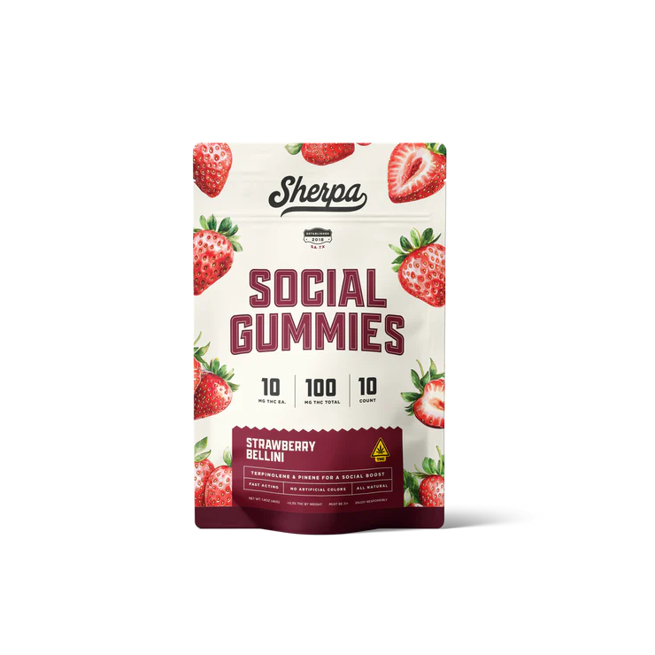 Sherpa Social Gummies: Strawberry Bellini (10mg)