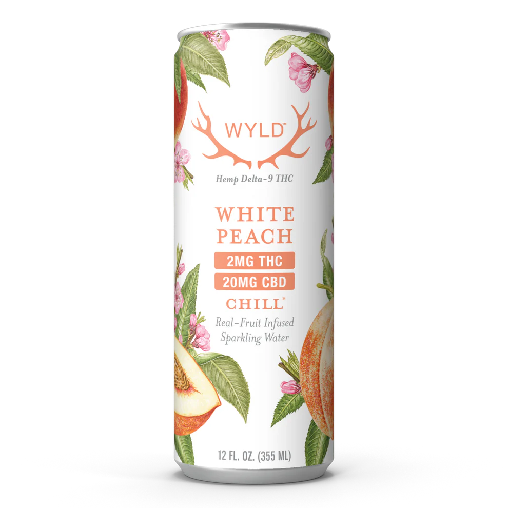 THC:CBD Sparkling Water - White Peach (2mg THC:20mg CBD)