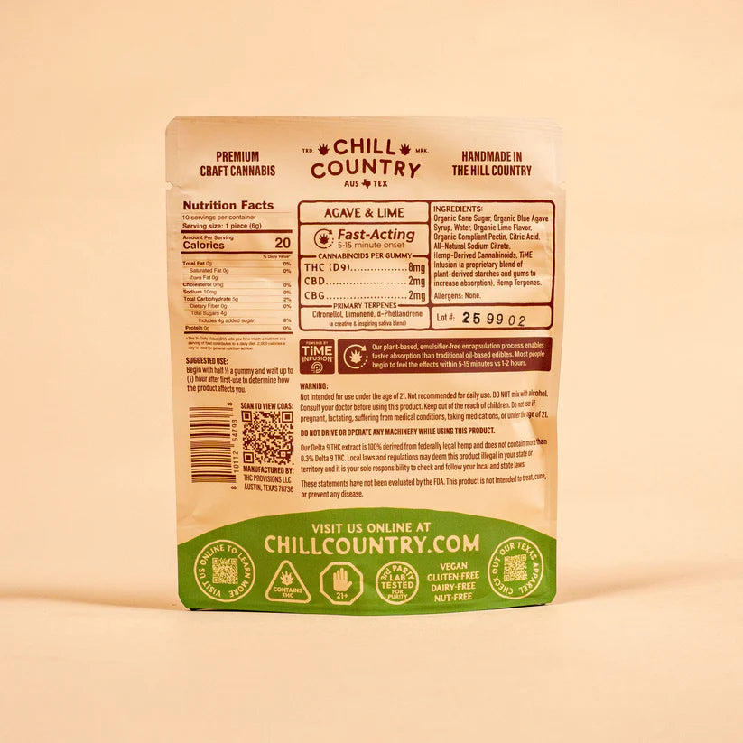 Fast Acting D9 Agave & Lime Gummies (Sativa)