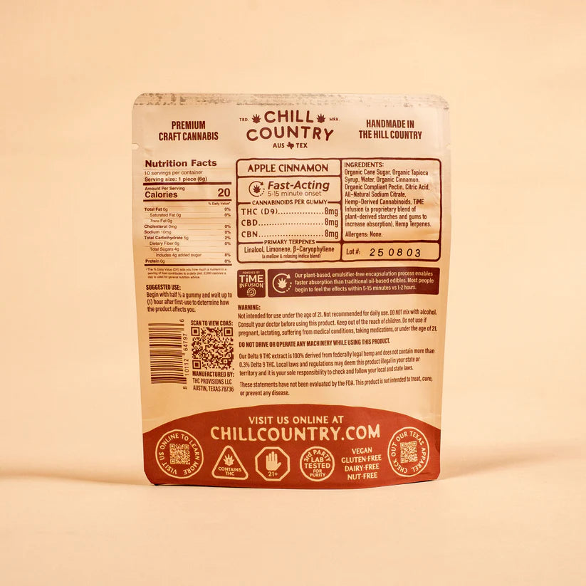 Fast Acting D9 Apple Cinnamon Gummies (Indica)