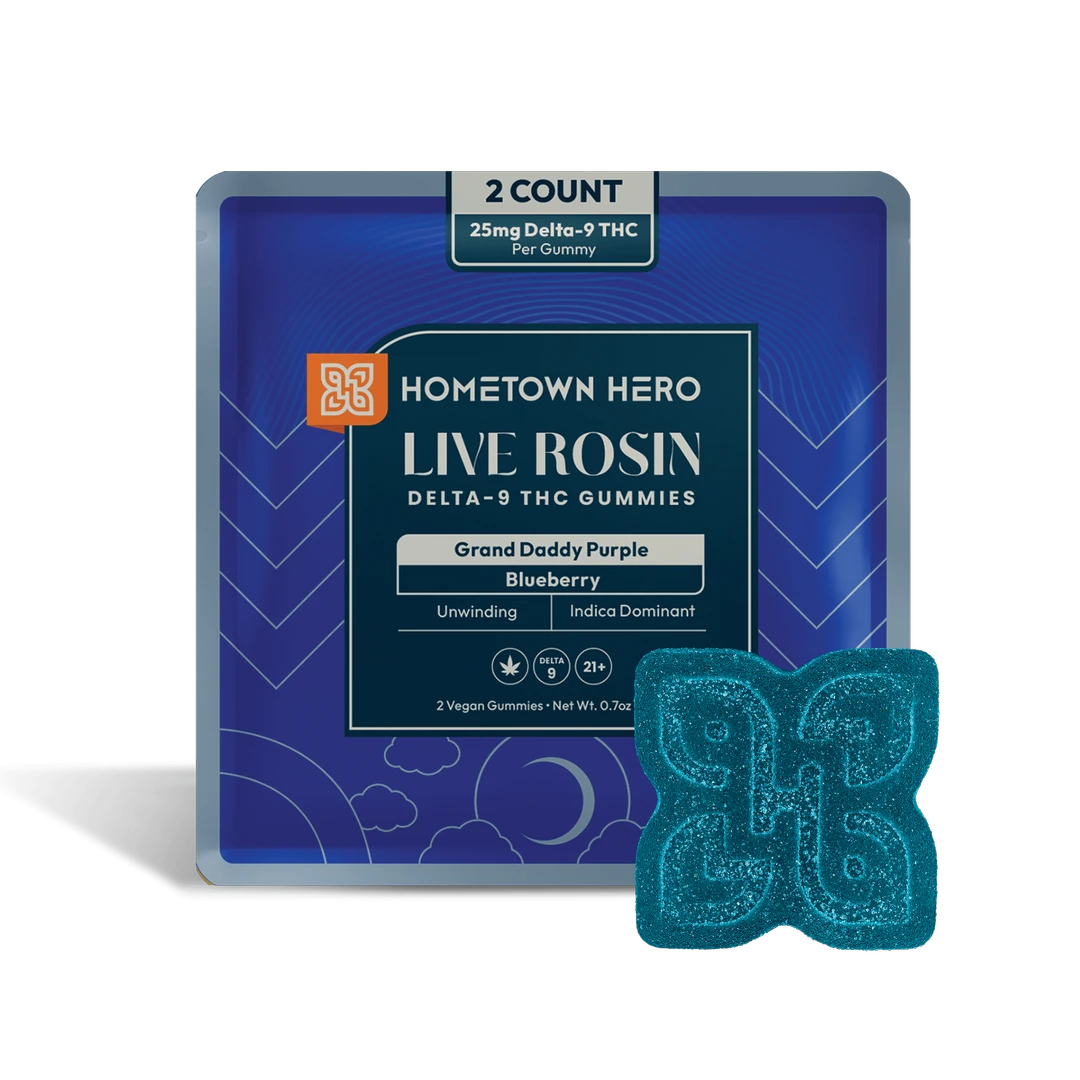 Live Rosin Gummies - Blueberry GDP - Delta-9 (2 Pack)