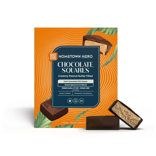 Dark Chocolate Peanut Butter Squares - 50mg